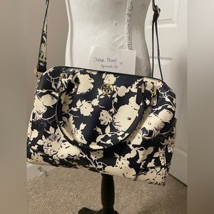 Tory Burch Rare Blue and Ivory Floral Handbag / Crossbody